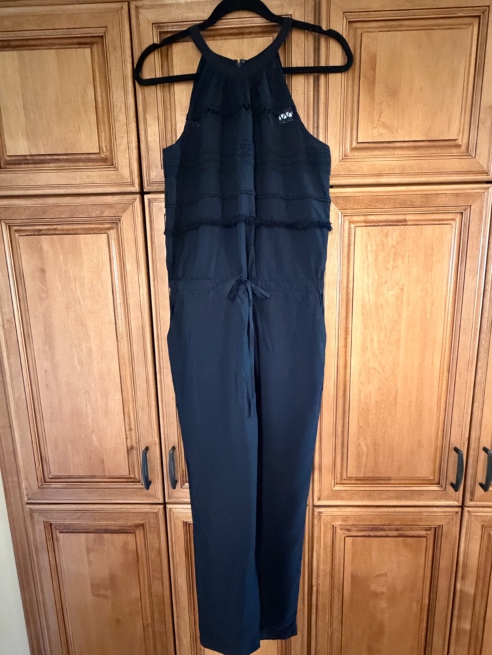 LOFT Navy Halter Jumpsuit with Drawstring Waist
